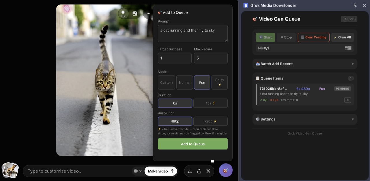 Video Gen Queue Feature