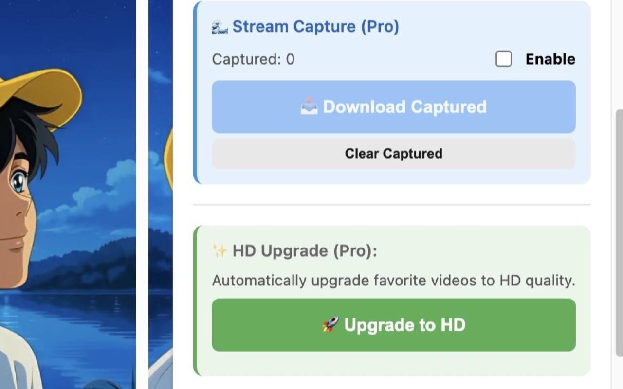GrokMediaDownloader HD video upgrade — auto-scan favorited videos and upgrade from SD to 720p HD